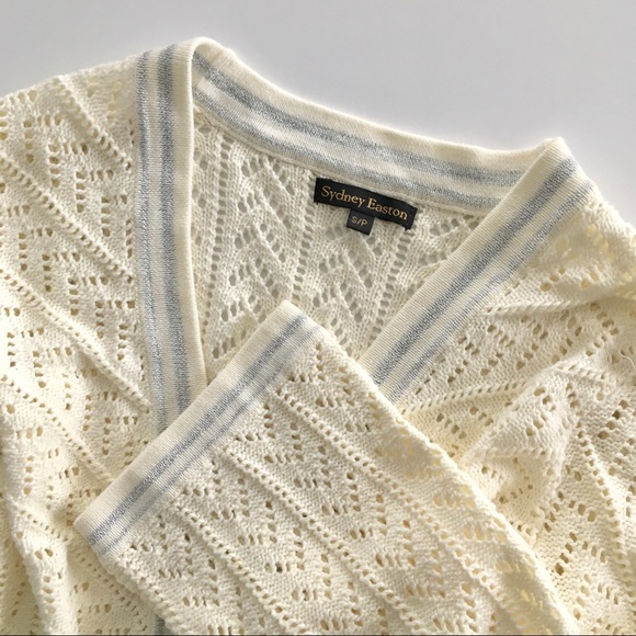 Sydney Easton Tie Front Bell Sleeve Sweater, Cream - Picture 7 of 8